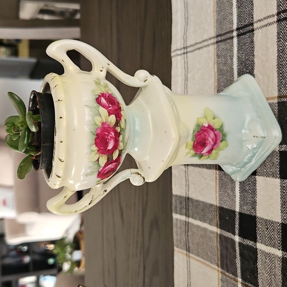 Floral Ceramic Vase with Handles - Vintage - Picture 12 of 13